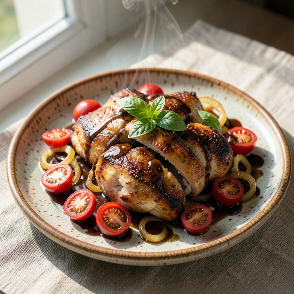 Balsamic Chicken Thighs With Burst Tomatoes Recipe: Sweet-Tart Glaze That Caramelizes in One Pan