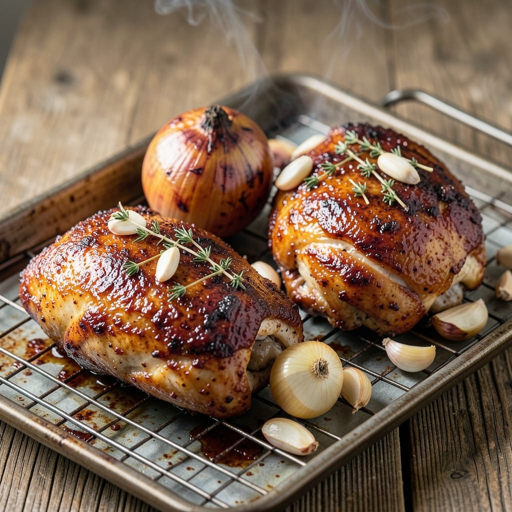 Baked Barbecue Chicken Quarters Recipe: Smoky Crispy Skin With Juicy Meat Inside