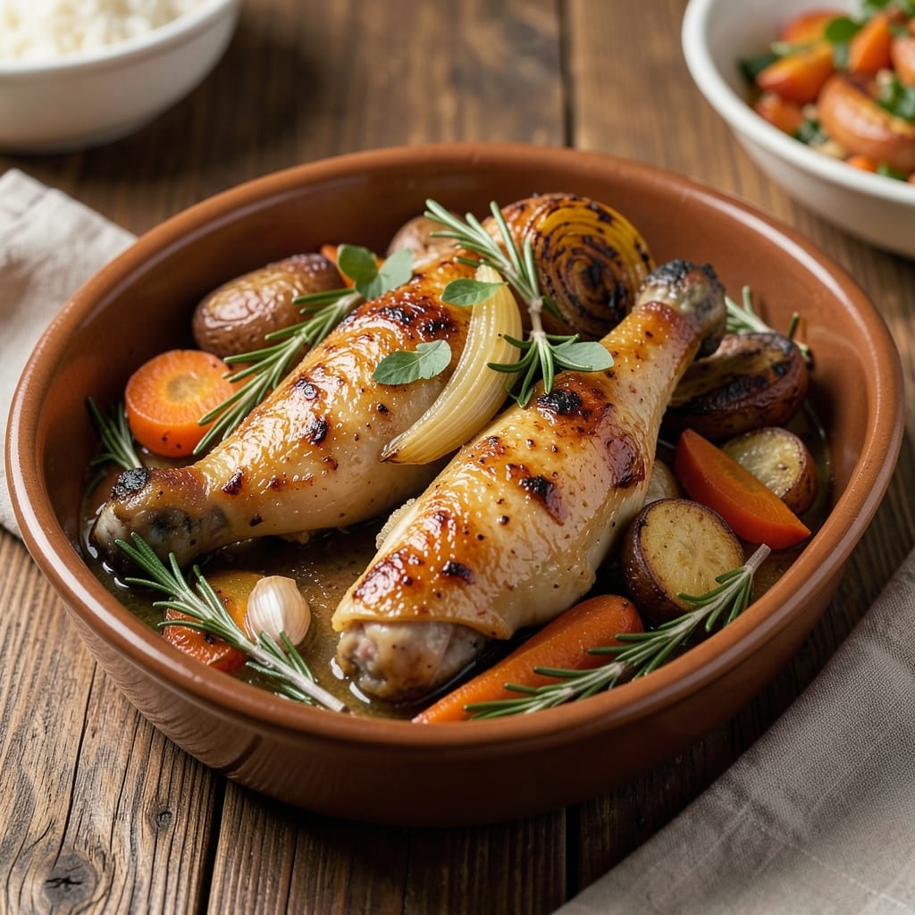 Baked Chicken Legs With Vegetables Recipe: Juicy Skin-On Bites and Roasted Crunch in One Tray