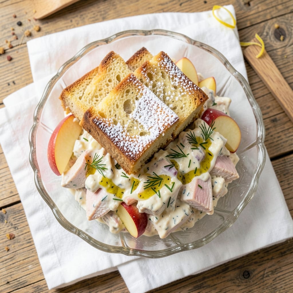 Apple Cake Tea Room Chicken Salad Recipe: Crunchy Streusel-Topped Bite-Sized Bites