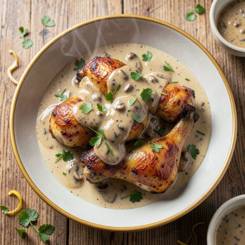Baked Chicken Drumsticks With Cream of Mushroom Soup Recipe: Crispy Skin and Creamy Sauce Fusion