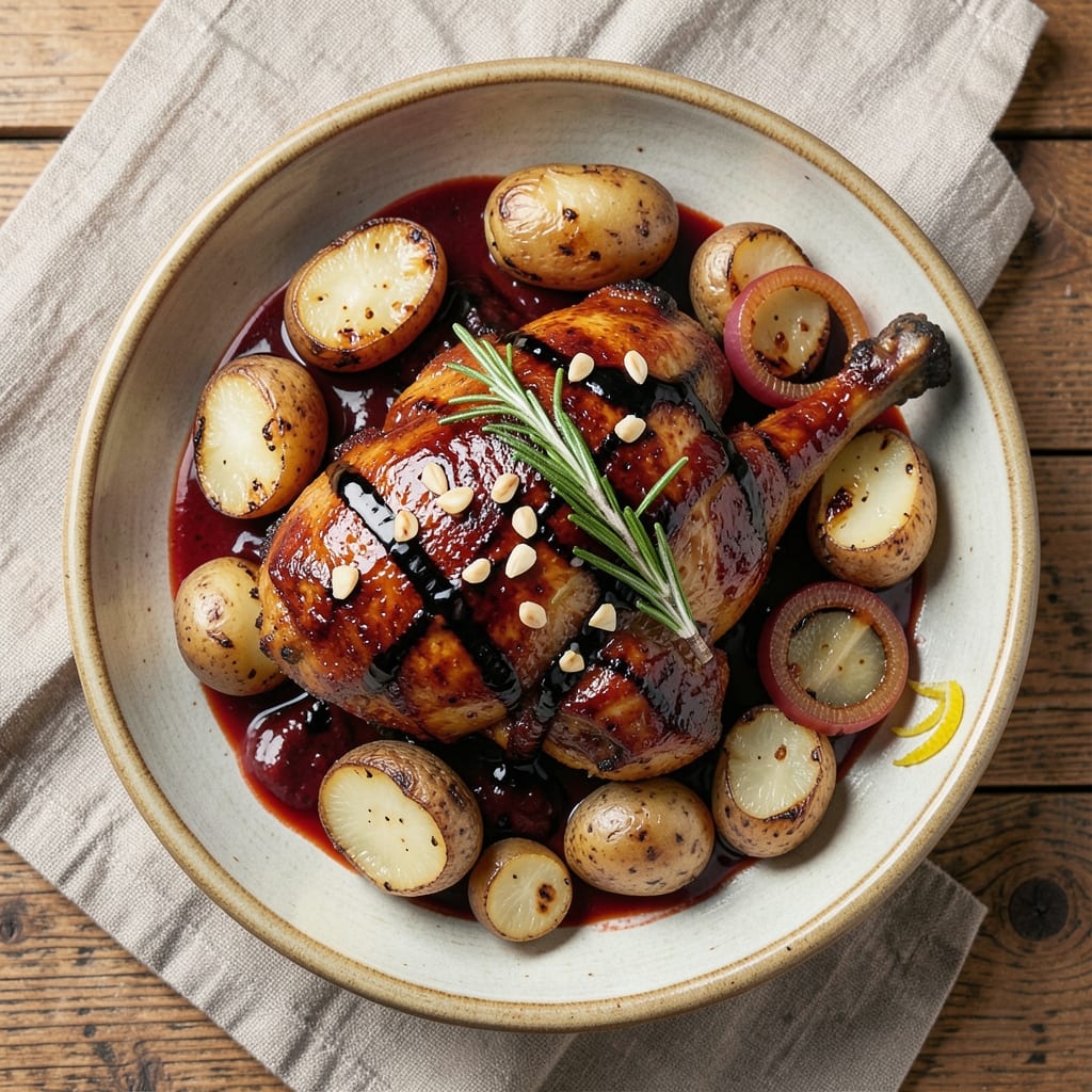 BBQ Chicken And Potatoes Recipe: Smoky-Glazed Crispy Skin, Fluffy Tender Bites