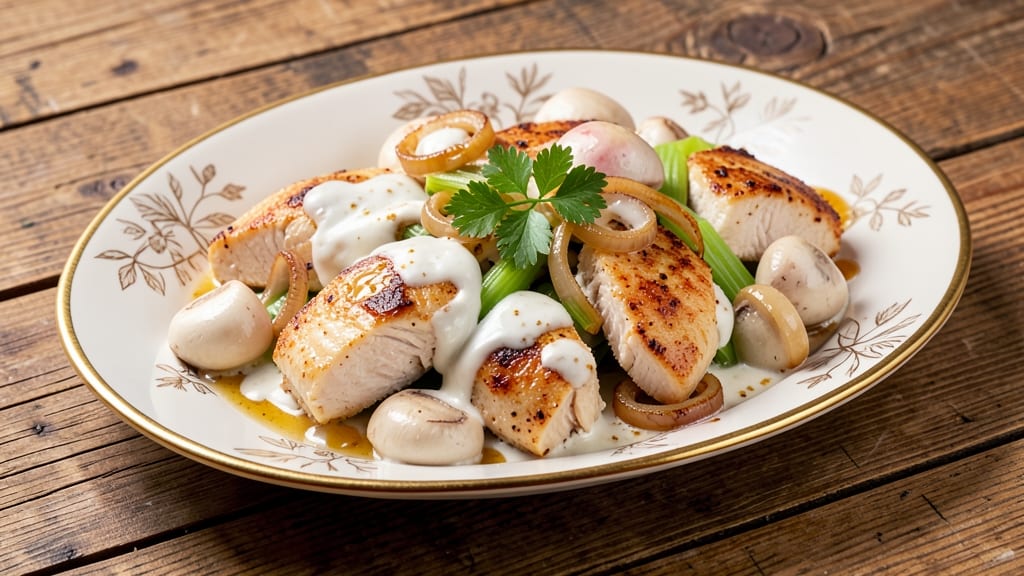 Campbell's Chicken À La King Recipe: Slow-Cooked Celery Crown Crunch Over Creamy Sauce