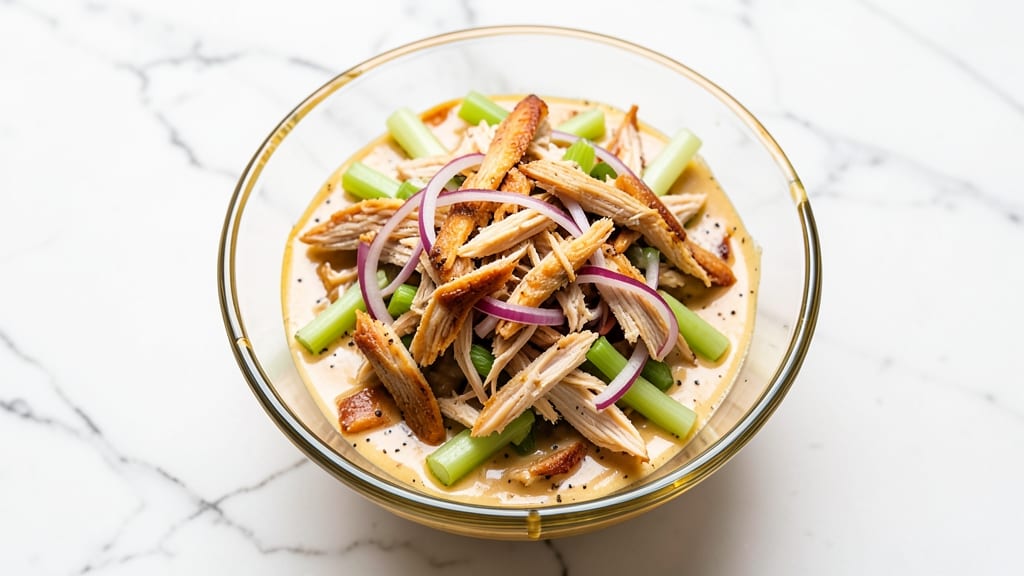 Copycat Sam's Club Rotisserie Chicken Salad Recipe: Shredded Chicken With Tangy Creamy Dressing