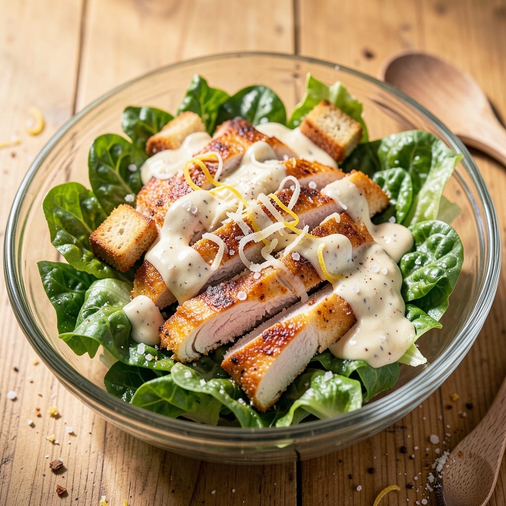 Baked Chicken Caesar Salad Recipe: Crispy Parmesan Crust and Creamy Dressing Fusion