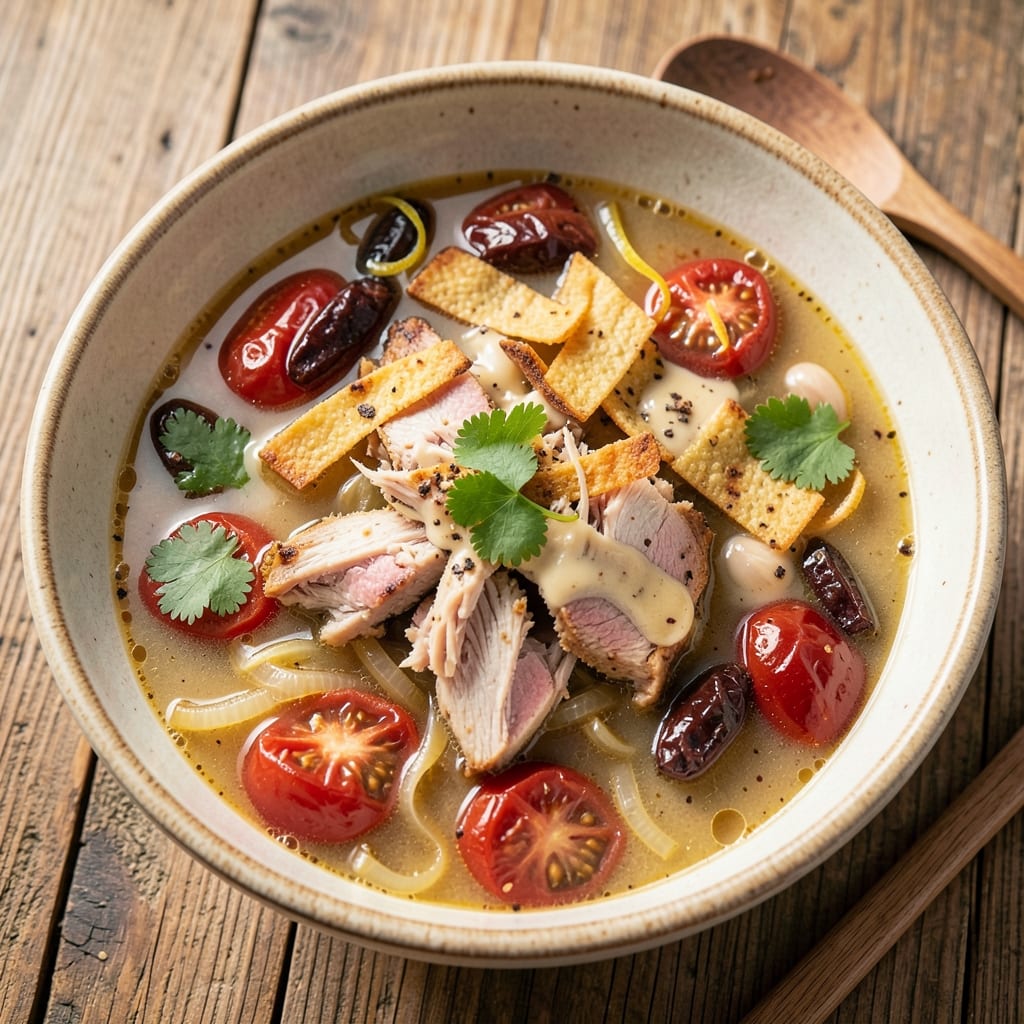 Bush's Chicken Tortilla Soup Recipe: Spicy Tomato-Braised Chicken With Crunchy Toppings