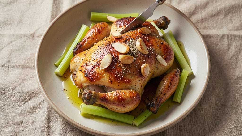 Lawry's Copycat Chicken Recipe: Smoky Garlic-Cumin Roast With Caramelized Celery Crowns