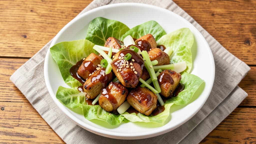 Pf Chang's Chicken Lettuce Wraps Copycat Recipe: Crispy Celery Crowns Over Creamy Peanut Sauce